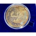 SOUTH AFRICA PROOF SILVER R1 --1986-- AMAZING TONING CENTENARY OF JHB MINING IN SA MINT BOX & CAPSUL