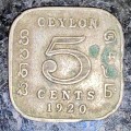 CEYLON 5 CENT 1920