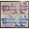 CANADA SET 10 DOLLARS 1989 & 5 DOLLARS 1986 OTTAWA (1 BID TAKES ALL)