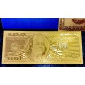 U S A -- 100 DOLLARS SERIES999 -- GOLD FOIL 999999 CARD - LOVELY ART - WITH CERT & FOLDER