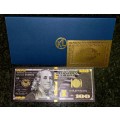U S A -- 100 DOLLARS BLACK -- COLORIZED GOLD FOIL 999999 CARD - LOVELY ART - WITH CERT & FOLDER