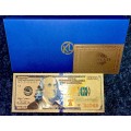 U S A -- 100 DOLLARS GOLD -- COLORIZED GOLD FOIL 999999 CARD - LOVELY ART - WITH CERT & FOLDER