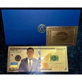 UKRAINE - 100 DOLLARS ZELENSKY -COLORIZED GOLD FOIL999 CARD - AMAZING ART - WITH CERT & FOLDER