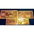 LEBANON - SET 250 LIVRES, 100 LIVRES & 50 LIVRES - COLORIZED GOLD FOIL999 - LOVELY ART - HUGE CARDS