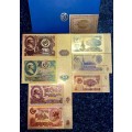 RUSSIA -- FULL SET 100 RUBLE - 1 RUBLE 1961 -- COLORIZED GOLD FOIL999 CARD - WITH CERT & FOLDER