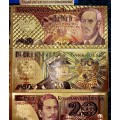 POLAND - FULL SET 1000 ZLOTYCH TO 10 ZLOTYCH - COLORIZED GOLD FOIL999 CARD - WITH CERT & FOLDER