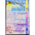 ANTARCTICA - SET 20 DOLLARS TO 1 DOLLAR 2008-2011 - WORLD ART MONEY - COLLECTORS FANTASY BANKNOTES