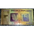 ZIMBABWE - 100 TRILLION DOLLARS 2008 - COLORIZED GOLD FOIL999 CARD -AMAZING ART- WITH CERT & FOLDER