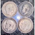 GREAT BRITAIN SILVER SET 3 PENCE 1910, 1912, 1913 & 1914(1 BID TAKES ALL)