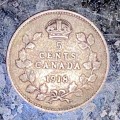 CANADA SILVER 5 CENT 1908 - STERLING 92.5 SILVER