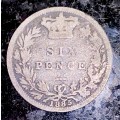 GREAT BRITAIN SILVER 6 PENCE 1885 STERLING SILVER 925
