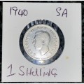S A UNION SILVER 1 SHILLING- 1940 - IN COIN FLIP