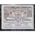 AUSTRIA 20 HELLER - ZWANZIG - 1920 UNC NOTGELD (EMERGENCY MONEY)