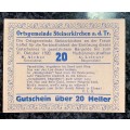 AUSTRIA 20 HELLER - STEINERKIRCHEN (ROMERFUND) - 1920 UNC NOTGELD (EMERGENCY MONEY)