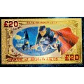 UK - HARRY POTTER 20 POUNDS - COLORIZED GOLD FOIL999 CARD - AMAZING ART - BANK OF HOGWARTS