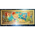 U S A -- 2 DOLLAR MERRY CHRISTMAS -- COLORIZED GOLD FOIL 999999 CARD - LOVELY ART -