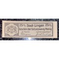 GERMANY 25 PFENNIG - LINGEN - 1920 UNC NOTGELD (EMERGENCY MONEY) - UNUSUAL
