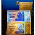 ZIMBABWE - 100 TRILLION DOLLARS GOLD & SILVER 2008 - GOLD FOIL999 CARD - WITH CERT & FOLDER