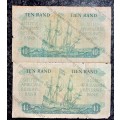SET OF R10 NOTES BOTH GOVERNORS MH DE KOCK 1961 & G RISSIK 1962(1 BID TAKES ALL)