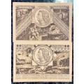 GERMANY 50 PFENNIG - TWO DIFFERENT SCHLEIZ - 1921 UNC NOTGELD (EMERGENCY MONEY) - AMAZING ART