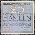 GERMANY 25 PFENNIG - HAMELN - 1921 UNC NOTGELD (EMERGENCY MONEY) - AMAZING ART