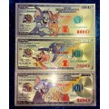 U S A - 100 DOLLARS SET TOM AND JERRY -- COLORIZED GOLD FOIL 9999 CARDS - LOVELY ART -