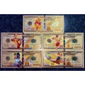 U S A - 100 DOLLARS SET WINNIE THE POOH -- COLORIZED GOLD FOIL 9999 CARDS - LOVELY ART -