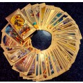 TAROT CARDS & PLAYING CARDS - FULL PACK OF 78 COLORIZED GOLD FOIL999 CARDS - AMAZING ART - IN BOX