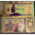 ZIMBABWE - SET ZIM DOLLARS - DECILLION, VIGINTILLION, BICENTILLION - COLORIZED GOLD FOIL999 CARD