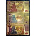 ZIMBABWE - ZIM DOLLARS  - SEXVIGINTILLION, CENTILLION, QUINQUAGINTILION .COLORIZED GOLD FOIL999 CARD