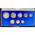 SOUTH AFRICA PROOF SET SILVER R1 TO 1/2 CENT -- 1977 -- IN BLUE SA MINT BOX