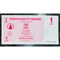 ZIMBABWE ONE DOLLAR AA0417845 GEM UNC 2007 BEARER CHEQUE