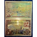 MOROCCO SET- 10,000 FRANCS 1955 & 5,000 FRANCS - COLORIZED GOLD FOIL999 CARD - BIG CARDS