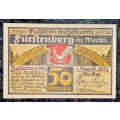 GERMANY 50 PFENNIG - FURSTENBERG - 1921 UNC NOTGELD (EMERGENCY MONEY) - AMAZING ART