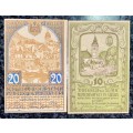 AUSTRIA SET 20 HELLER & 10 HELLER - WAIDHOFEN - 1920 UNC NOTGELD (EMERGENCY MONEY)