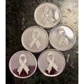 999 SILVER ROUNDS -- PEACE RIBBONS -- 1 GRAM FINE SILVER ROUNDS (BID PER ROUND)8 AVAILABLE