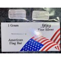 U S A -- AMERICAN FLAG BARS + CERT - UNITED STATES OF AMERICA - 1 GRAM FINE SILVER BARS(BID PER BAR)