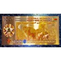 ZIMBABWE - 100 YOTTALILLION DOLLARS -- ELEPHANTS -- COLORIZED GOLD FOIL999 CARD