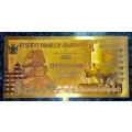 ZIMBABWE - 1 ZETTALILION DOLLARS -- WHITE RHINO -- COLORIZED GOLD FOIL999 CARD