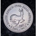 S A UNION SILVER 5 SHILLINGS 1948 VERY GOOD CONDITION CROWN SILVER 80%