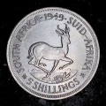 S A UNION SILVER 5 SHILLINGS 1949 VERY GOOD CONDITION CROWN SILVER 80%
