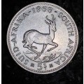 S A UNION SILVER 5 SHILLINGS 1953 VERY GOOD CONDITION SILVER CROWN