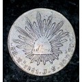 MEXICO SILVER 8 REALES 1881 - EAGLE WITH SNAKE ON CACTUS - 8R.Zs.1881.J.S.10D.20G. ZACATECAS MINT