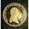 CAPE COIN HERITAGE DOLLAR DYNASTY COLLECTION -1805 AUSTRIA FRANCIS II THALER- 925 SILVER GOLD PLATED