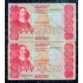 SET OF R50 BOTH GOVERNORS GPC DE KOCK R50 A/E 3RD ISSUE 1984 & CL STALS R50 1990 (1 BID TAKES ALL)