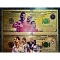 U S A - 100 DOLLARS - MANCHESTER UNITED, INTER MIAMI, REAL MADRID - COLORIZED GOLD FOIL 999 CARD -