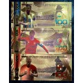 RUSSIA - 100 RUBLES WORLD CUP FOOTBALL TEAMS - COLORIZED GOLD FOIL 999 CARD -