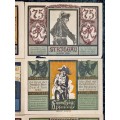 GERMANY SETS - STRIEGAU 75PF, 50PF & 25 PFENNIG 1921 - UNC-AUNC NOTGELD (EMERGENCY MONEY)AMAZING ART