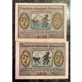 GERMANY SET SCHNELSEN 75 PFENNIG 1920s ND - UNC NOTGELD (EMERGENCY MONEY) - AMAZING ART