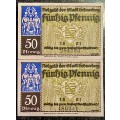 GERMANY SET GEHNEEBERG 50 PFENNIG 1921 - UNC NOTGELD (EMERGENCY MONEY) AMAZING ART